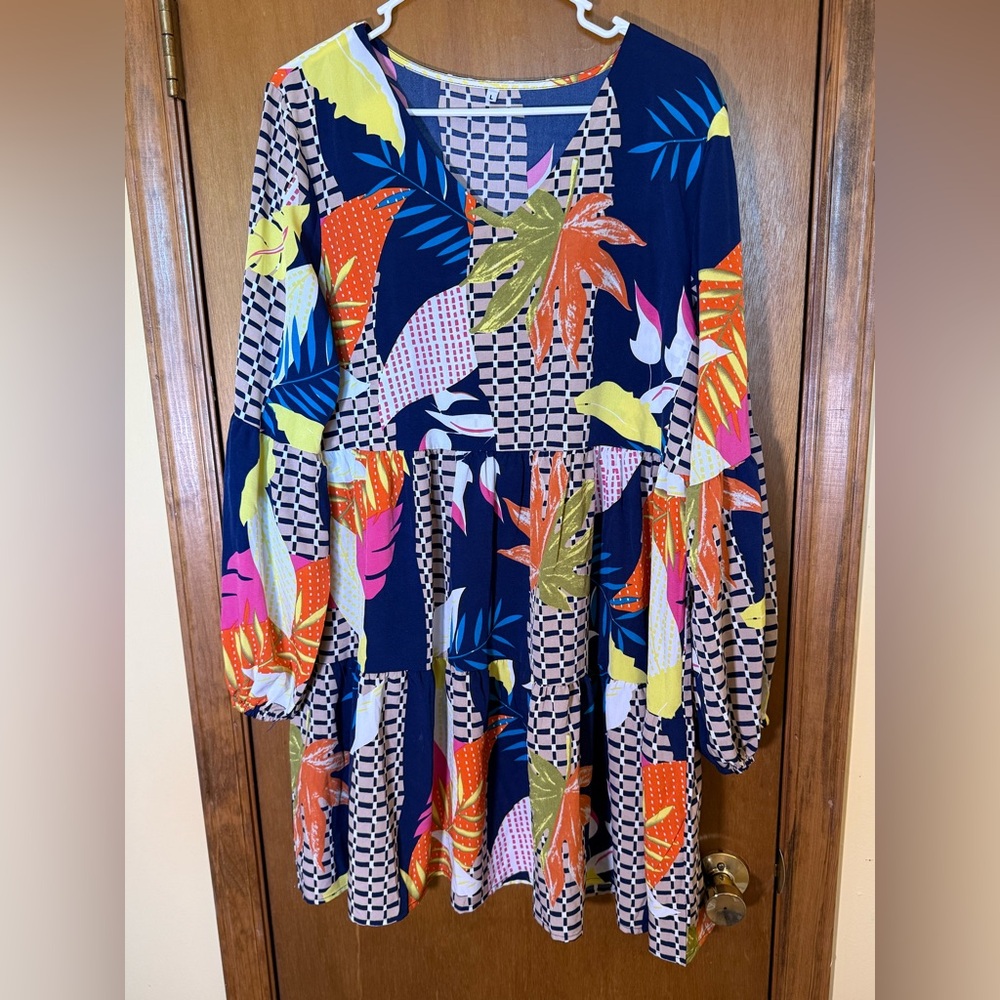 Source Unknown Vibrant Multicolor Midi Dress - image 1